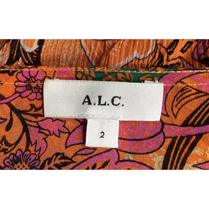 A.L.C. 'Samara' Cropped Orange Floral Print Silk Wrap Blouse Size 2