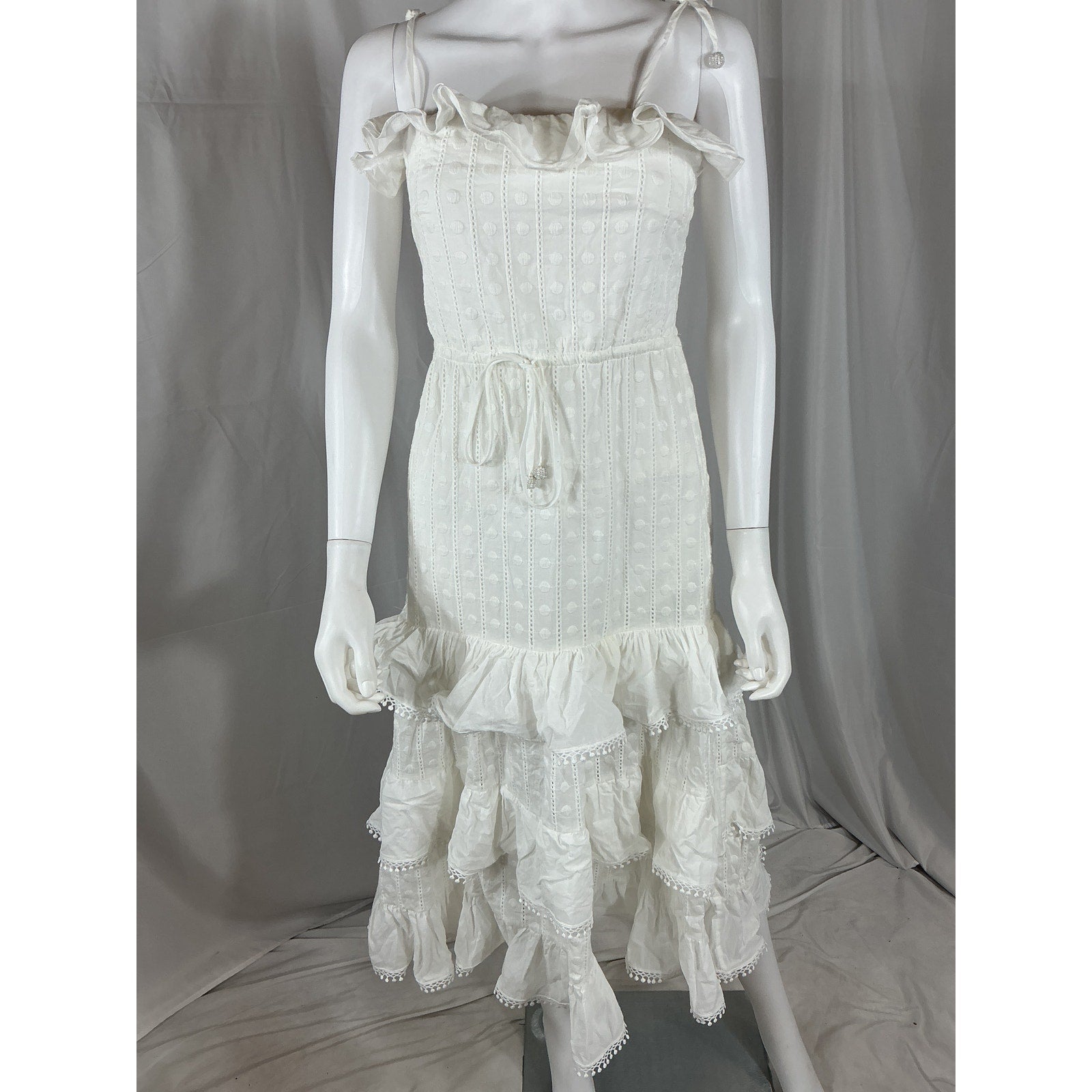 Waimari 'Romano' White Cotton Midi Dress Size S