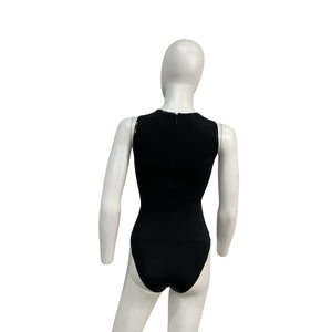 Tibi Tech Patent Black Polyester Bodysuit Size XXS