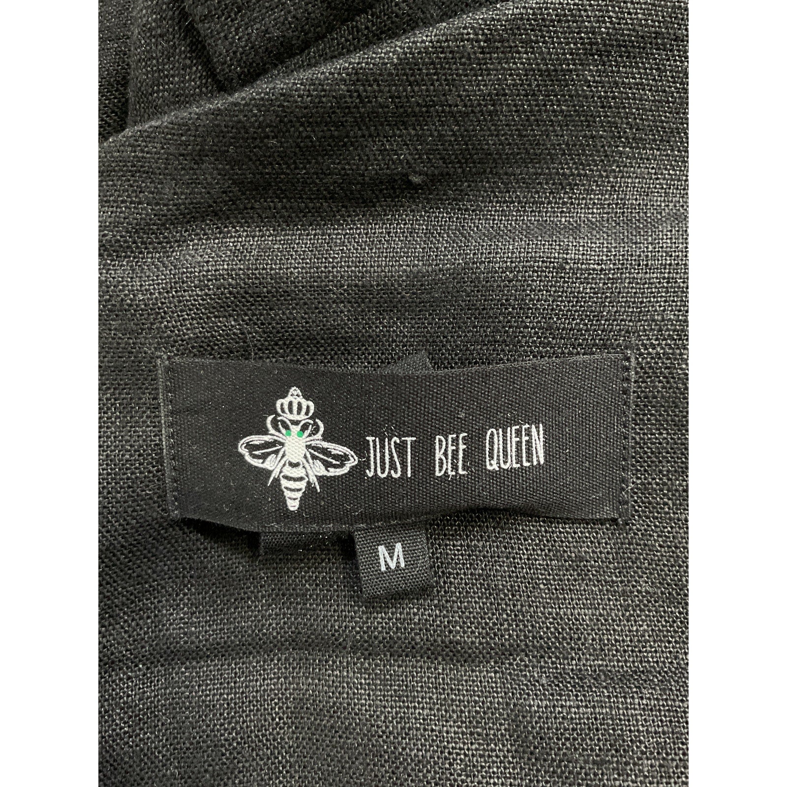 Just Bee Queen 'Sol' Black One Shoulder Linen Top Size M