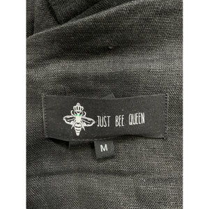 Just Bee Queen 'Sol' Black One Shoulder Linen Top Size M