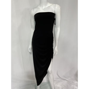 Norma Kamali Strapless Black Side Drape Gown Size L - NWT