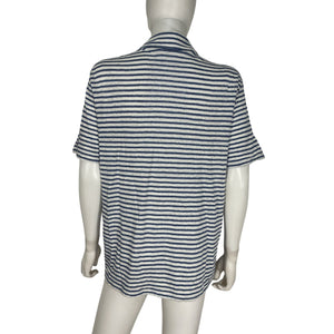 Vince Striped Multicolor Linen Polo Shirt Size L