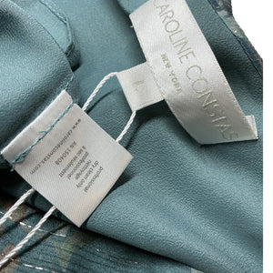 Caroline Constas Ruffled Slate Ombre Floral Vivian Gown Size L