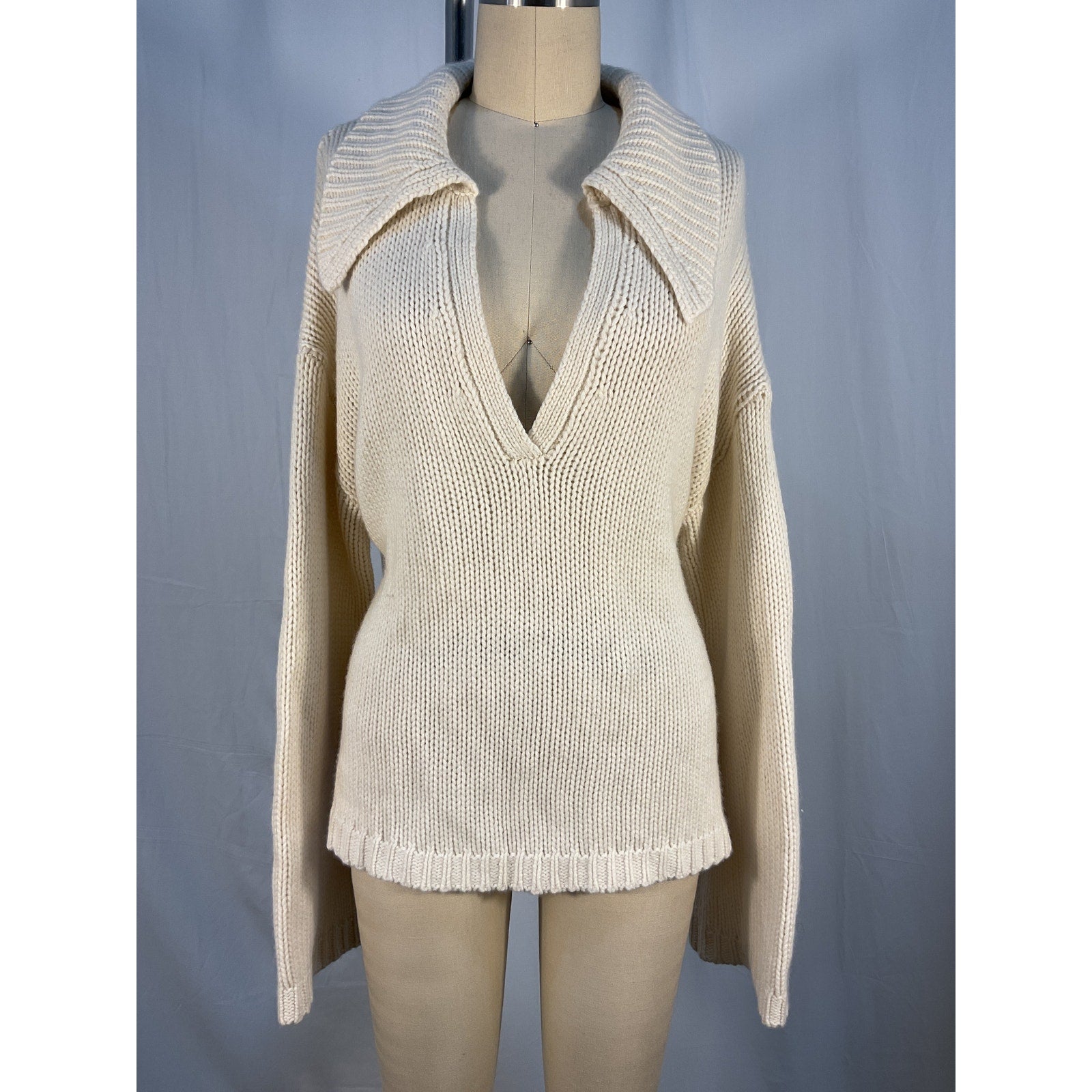 Sablyn 'Estela' White Oversized Cashmere Polo Sweater Size S