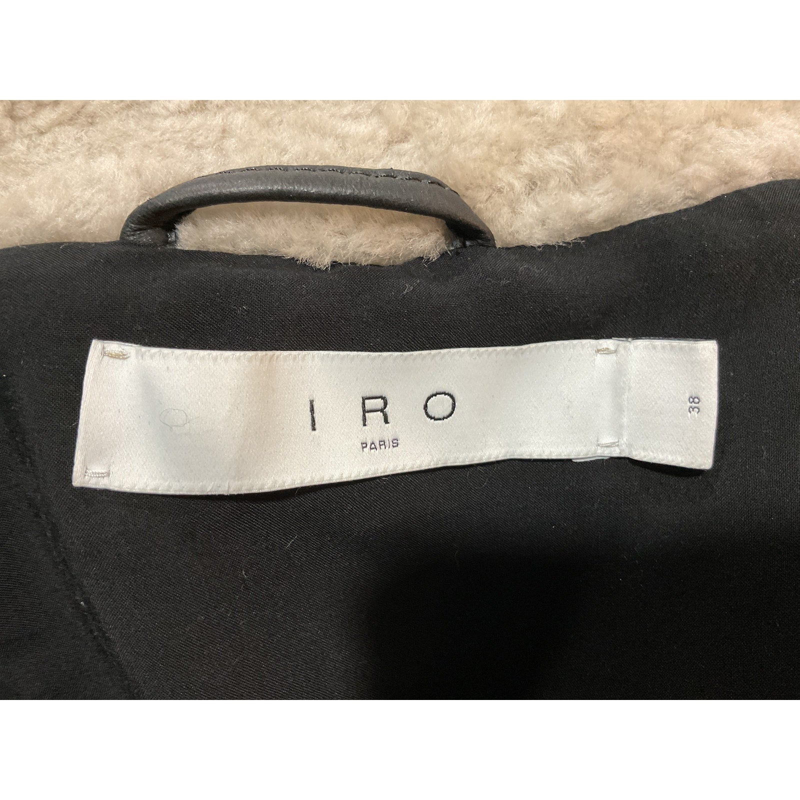 Iro 'Hotaro' Black Leather Shearling Jacket Size 38