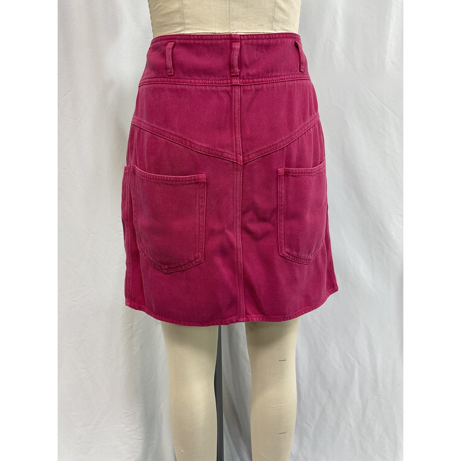 Isabel Marant �toile 'Tikeda' Pink Lenzing Ecovero Viscose Button Front Denim Skirt Size 40