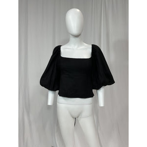 Lpa 'Alice' Black Lace Back Puff Sleeve Top Size M