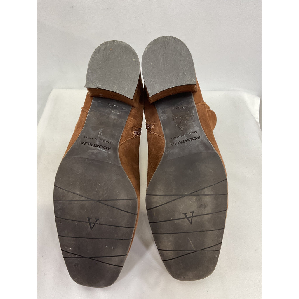 Aquatalia 'Dalia' Brown Leather Water Resistant Bootie Size 8