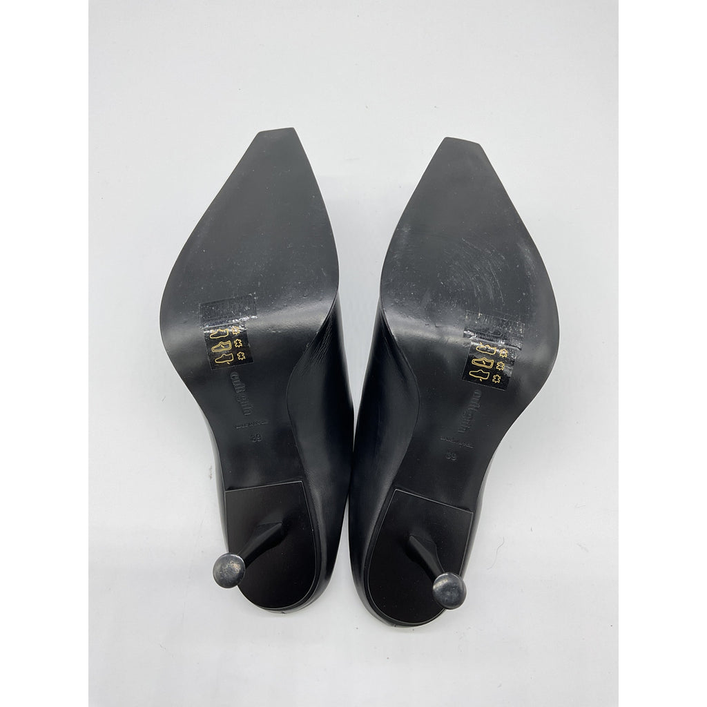 Cult Gaia 'Lina' Black Leather Heeled Mules Size 9