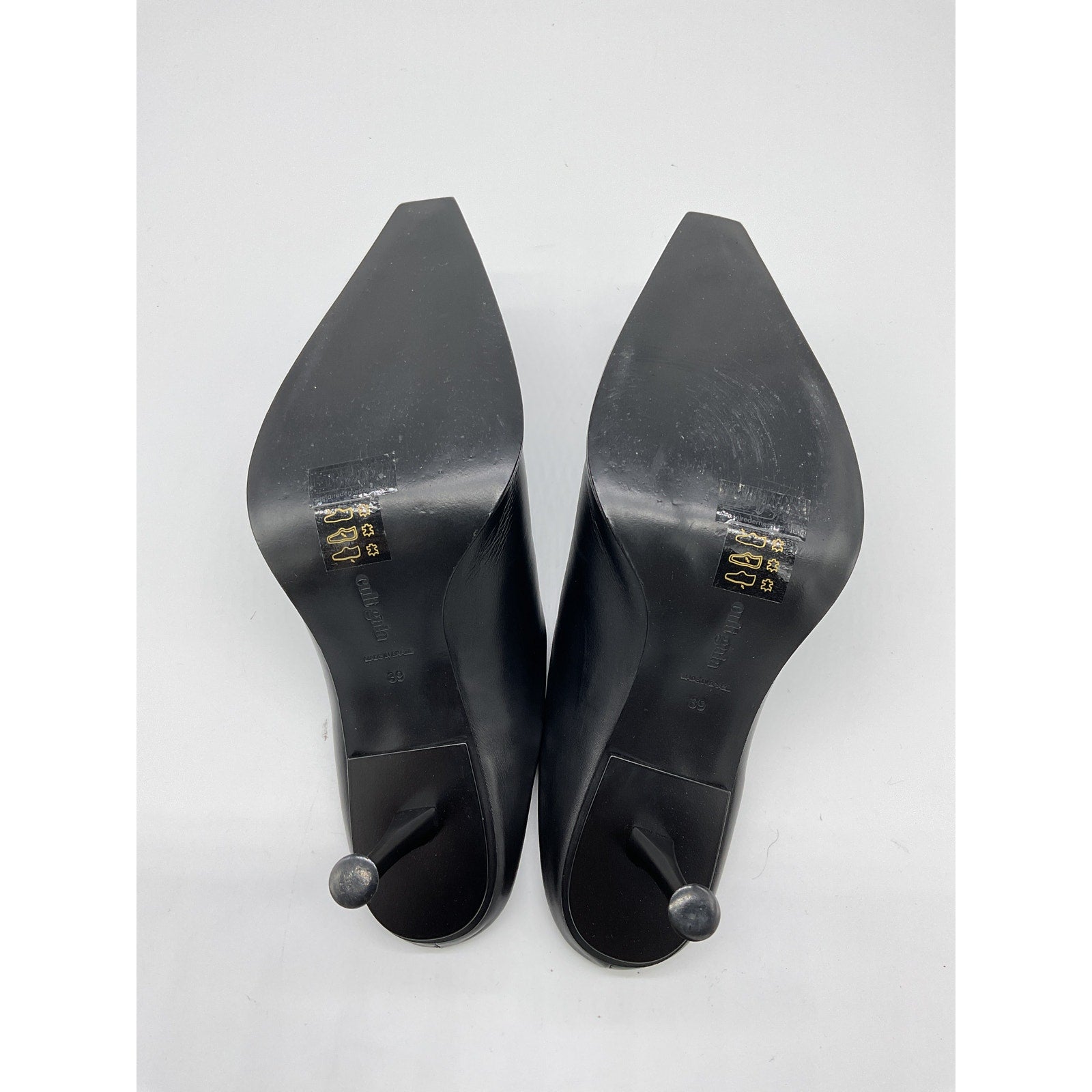 Cult Gaia 'Lina' Black Leather Heeled Mules Size 9