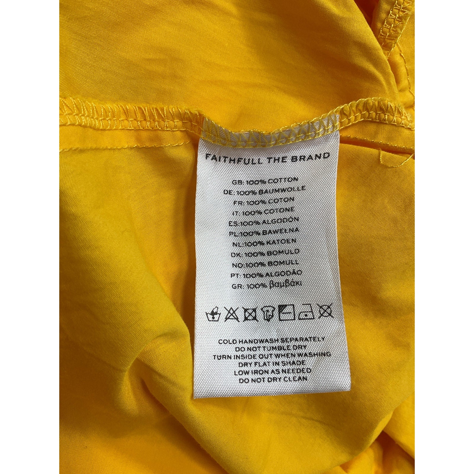 Faithfull The Brand 'Madella' Yellow Cotton Midi Dress Size M