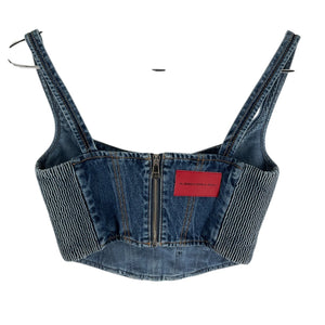 Alessandra Rich Embellished Blue Bustier Top Size 38 IT / 2 US