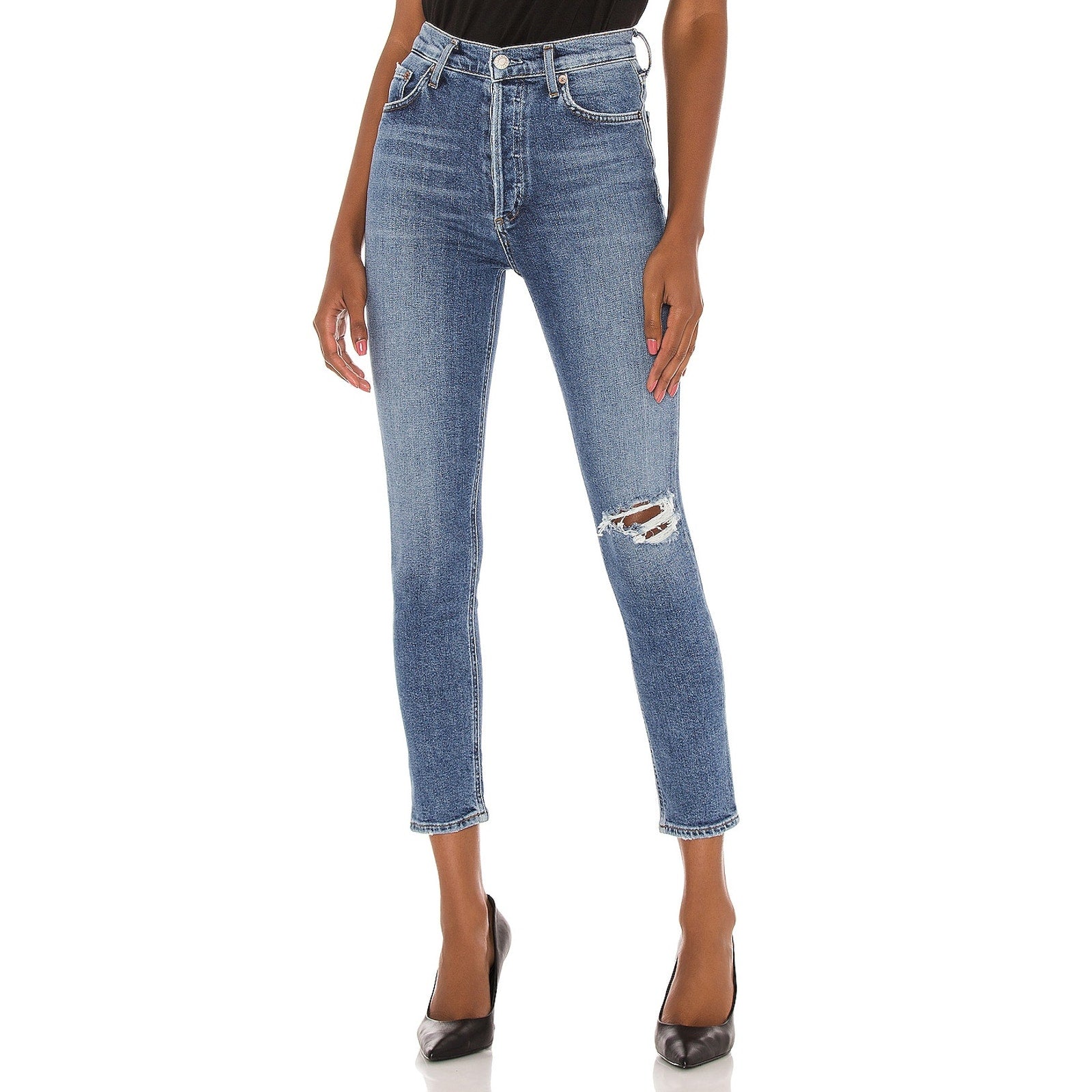 Agolde 'Nico' Blue High Rise Slim Denim Deans Size 29