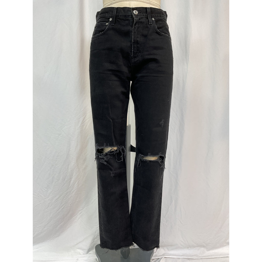 Agolde 'Cherie' Black Cotton High Rise Straight Jean Size 26