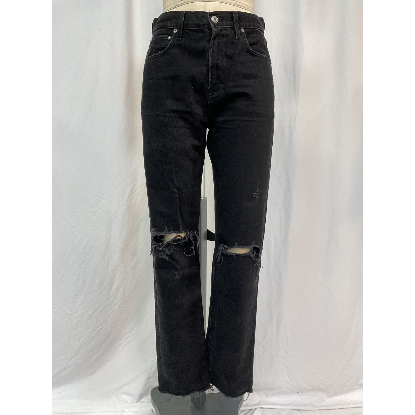 Agolde 'Cherie' Black Cotton High Rise Straight Jean Size 26