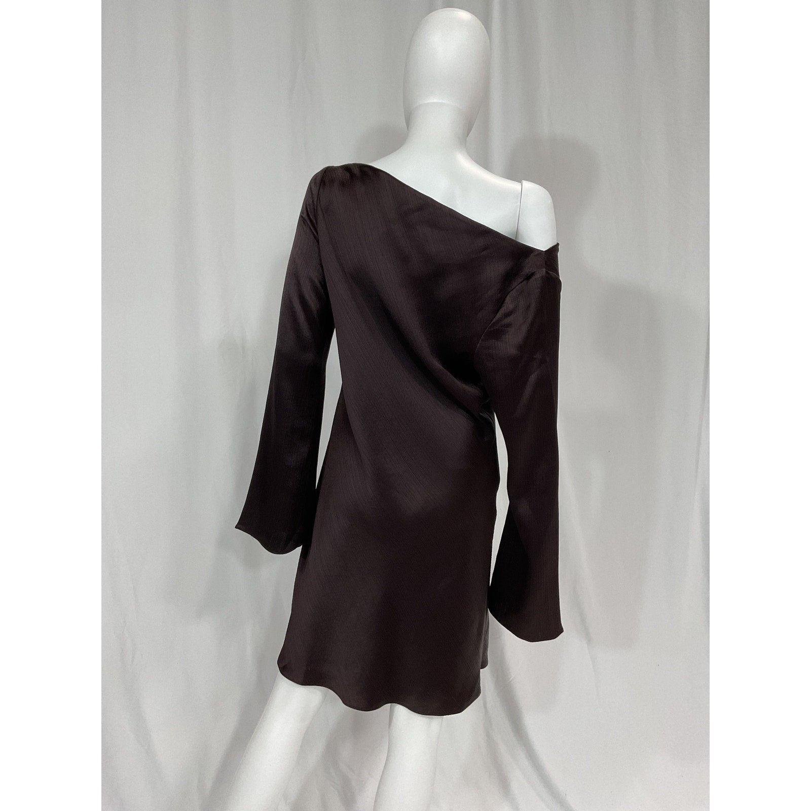 Reformation 'Pike' Black Satin Boat Neck Dress Size XL