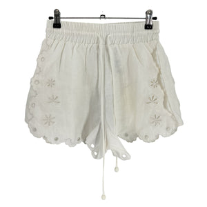 Farm Rio Embroidered White Eyelet Scallop Hem Shorts Size S