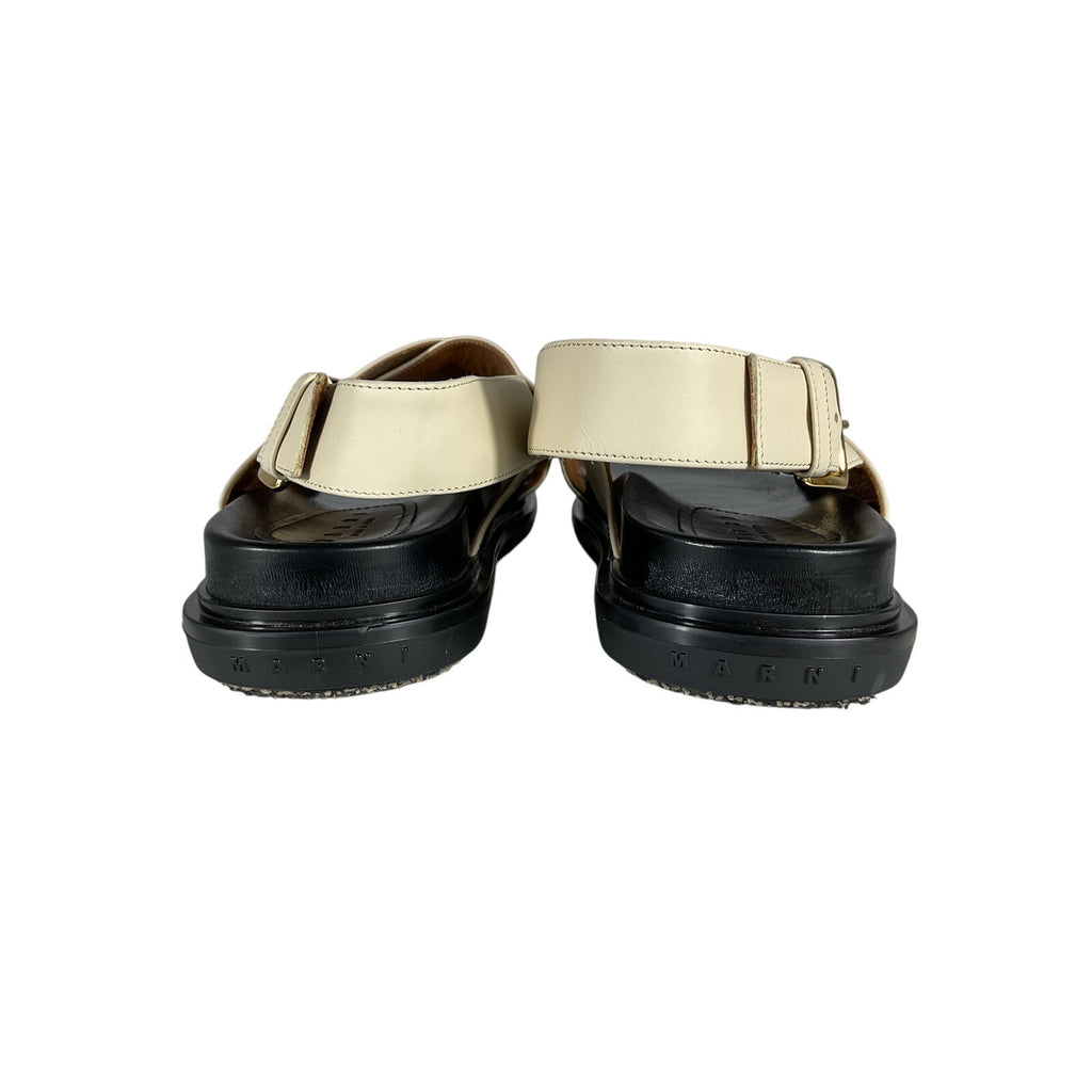 Marni Black Calfskin Leather Fussbett Sandals Size 9