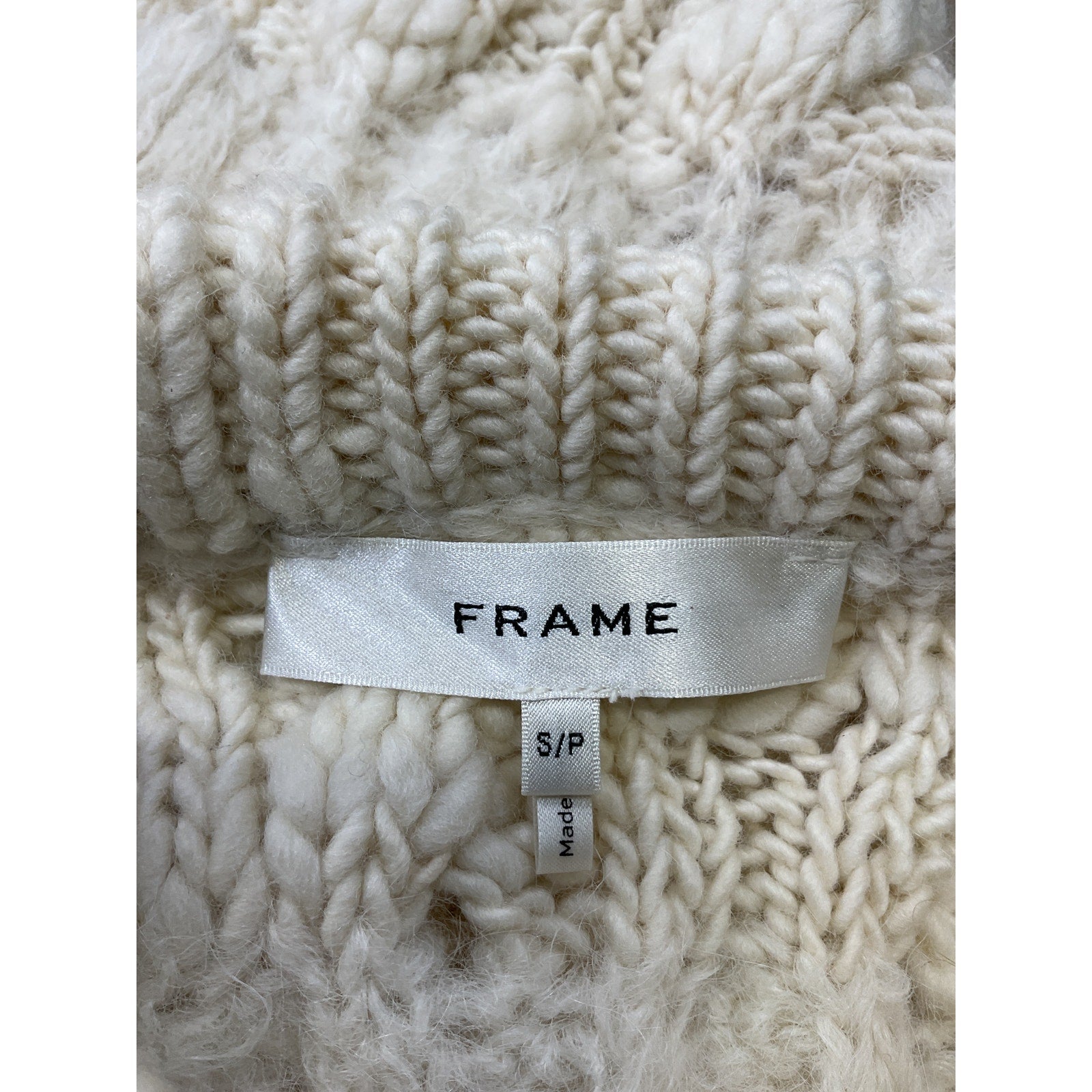 Frame 'Popcorn' White Wool Stripe Sweater Size S