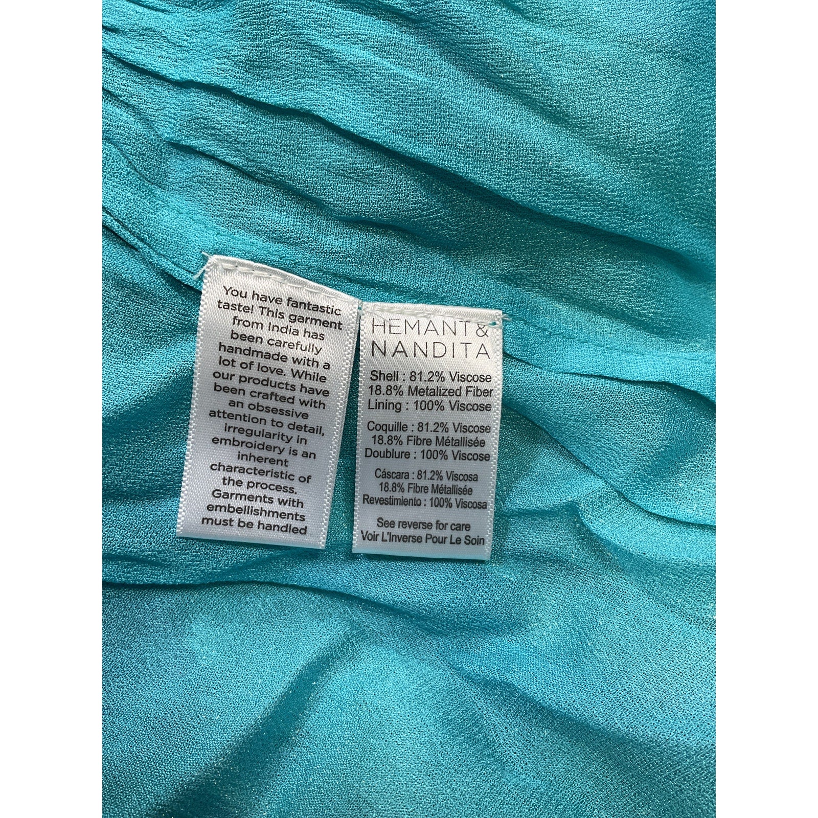 Hemant And Nandita 'Xari' Blue Viscose Mini Skirt Size XS - NWT