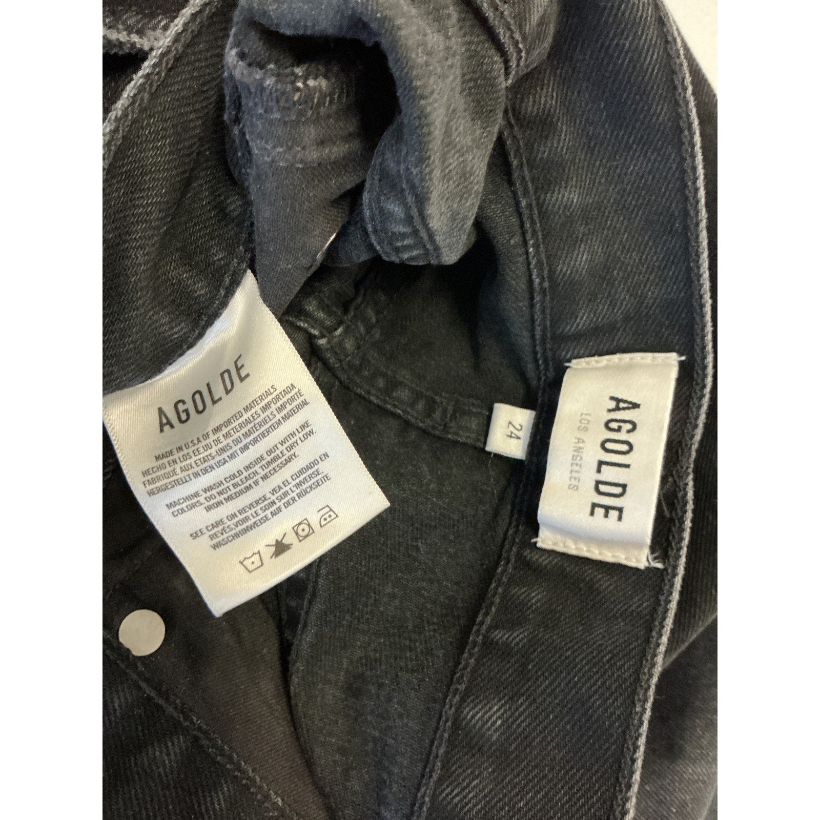 Agolde 'Cherie' Black Cotton High Rise Straight Jean Size 24