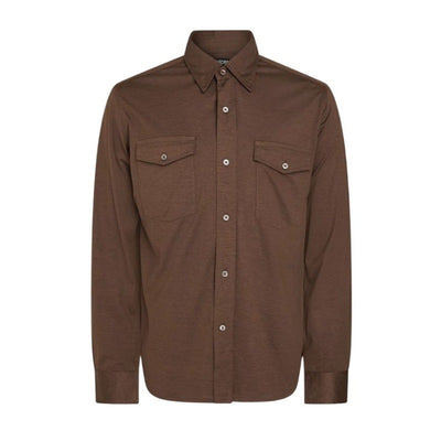 Tom Ford Mens Brown Button-Up Shirt Size IT 54 / US 44