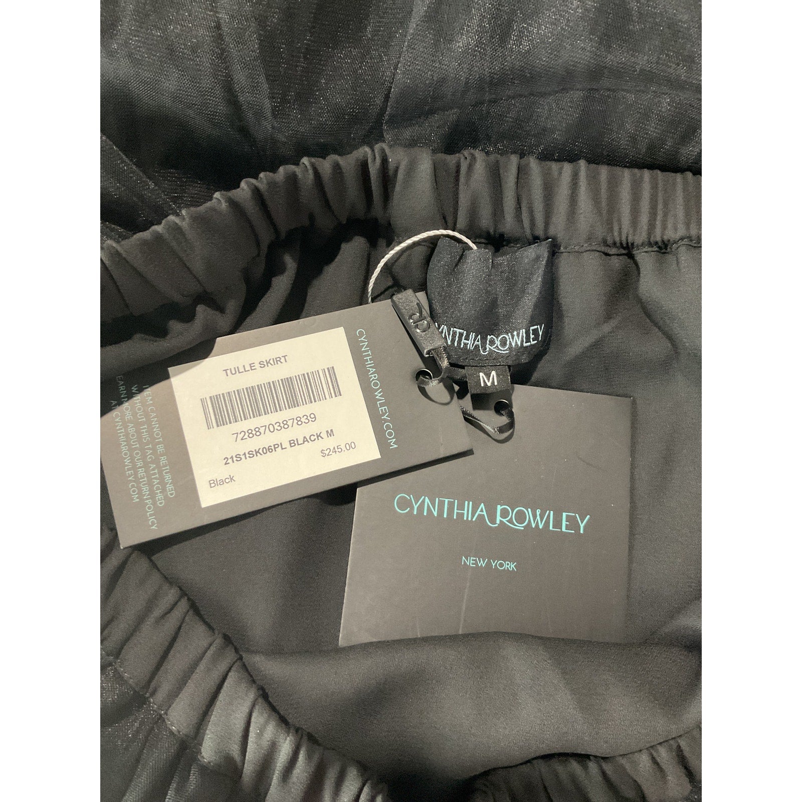 Cynthia Rowley 'Tulle' Black Nylon Midi-Skirt Size M - NWT