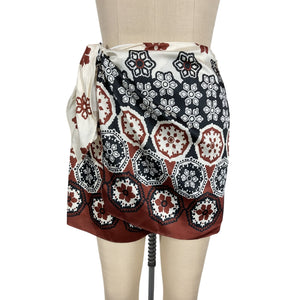 Tanya Taylor Patterned Cream Deep Clay Multi Medallion Skirt Size 0