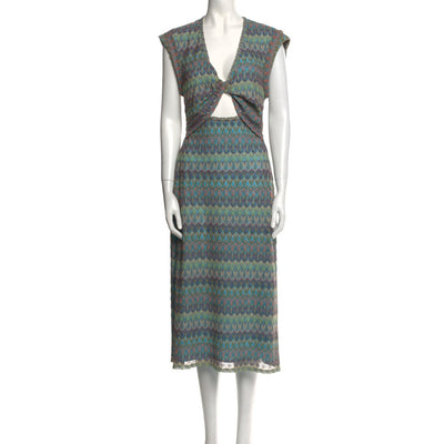 Derek Lam Chic Blue Multi Printed Long Dress Size M