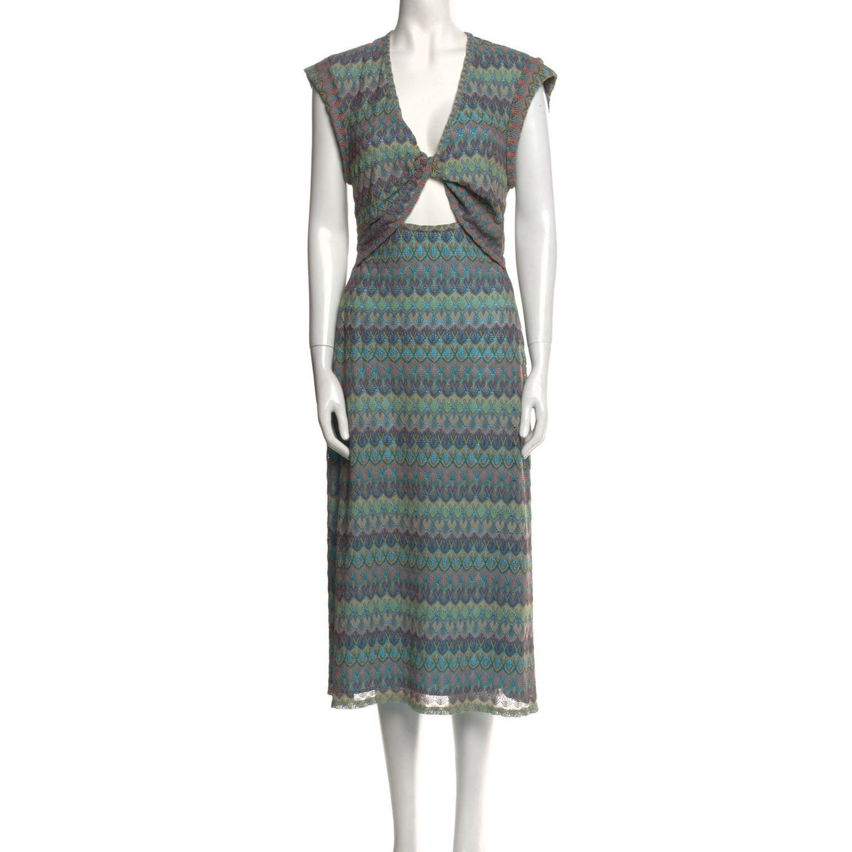 Derek Lam Chic Blue Multi Printed Long Dress Size M