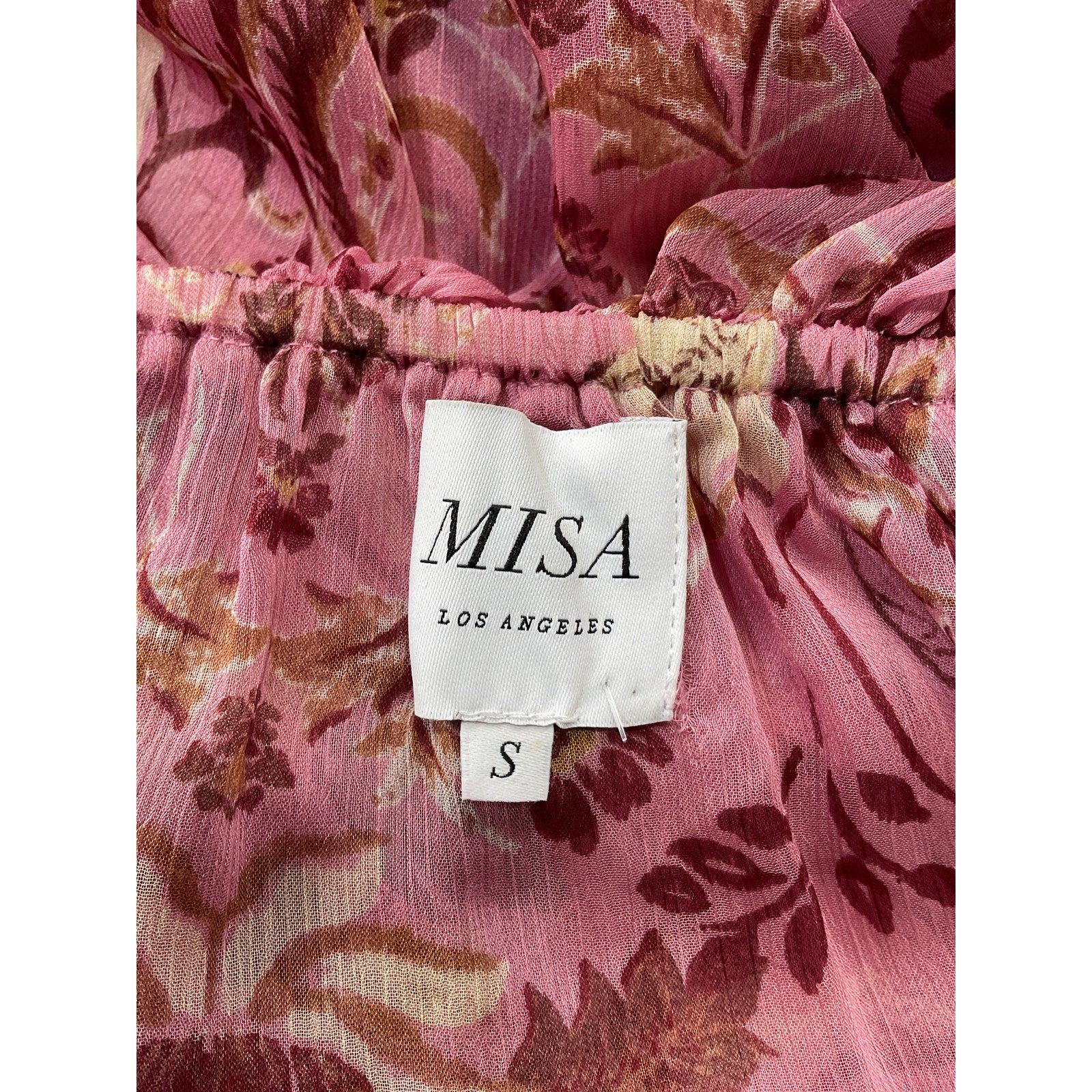 Misa Los Angeles 'Soraya' Pink Polyester Semisheer Off The Shoulder Blouse Size S