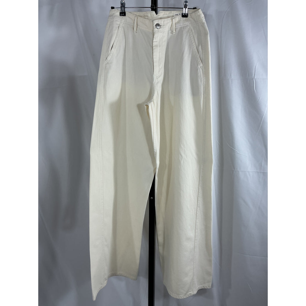 Rag & Bone Featherweight Ivory Cotton Tailored Sofie Full Length Wide Leg Size 26