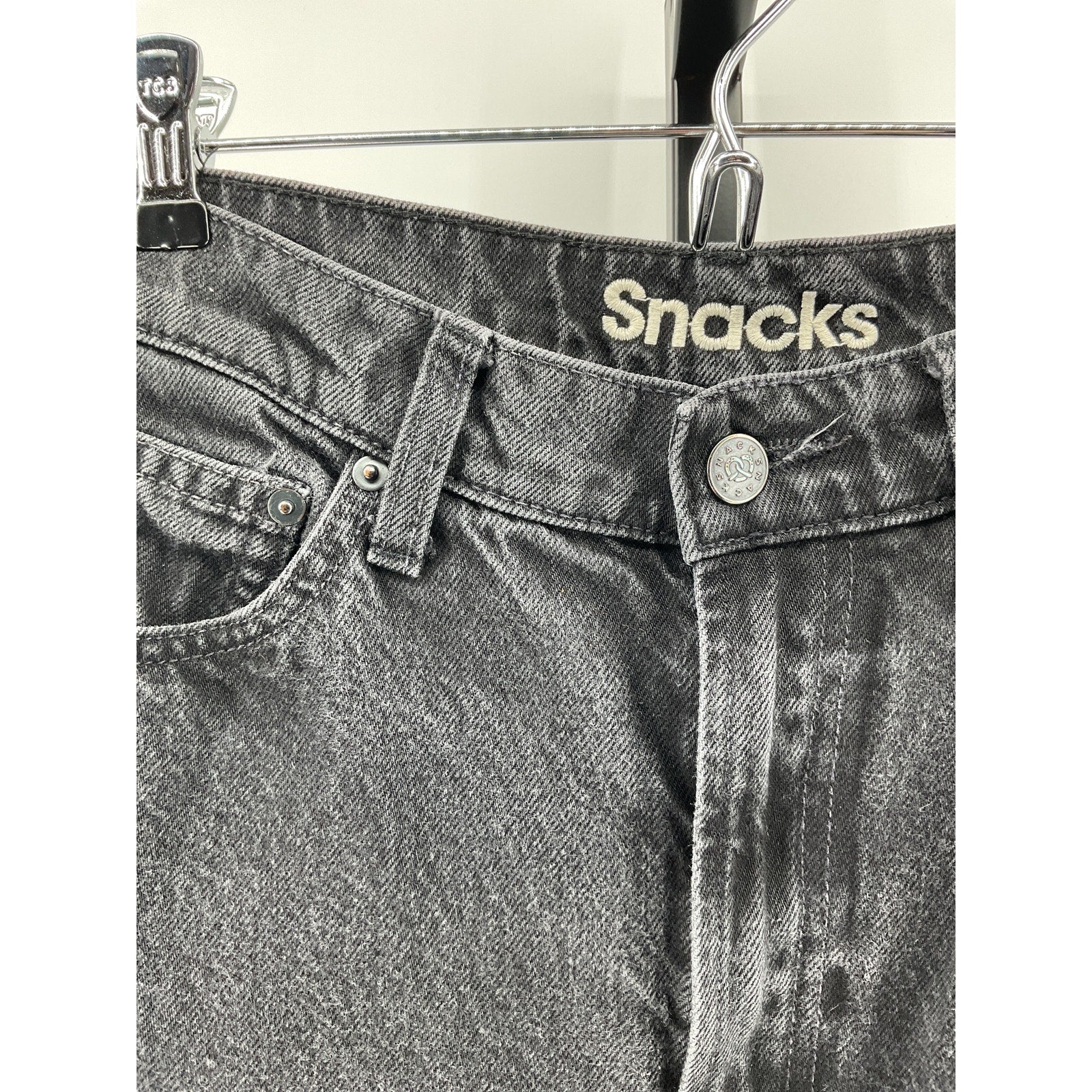 Mother Snacks! High Waisted Double Black Cotton Stack Hover Denim Jean Size 27
