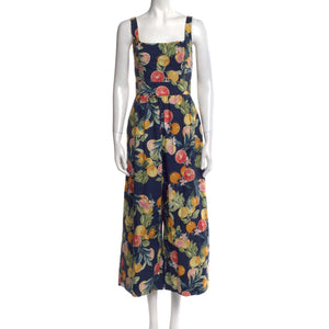 Cara Cara Printed Navy Square Neck Jumpsuit Size S