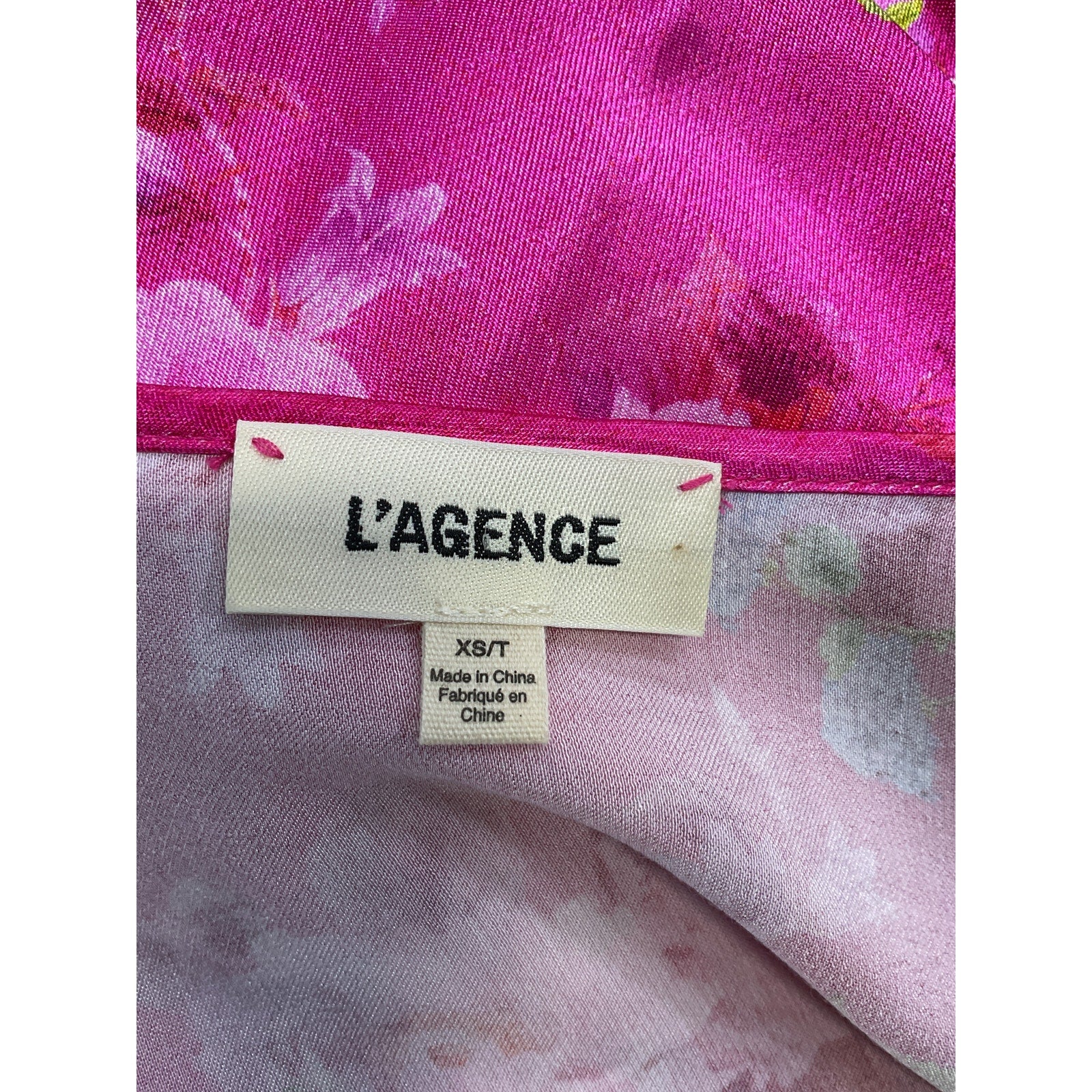 L'Agence 'Lexi' Pink Floral Satin Camisole Top Size XS