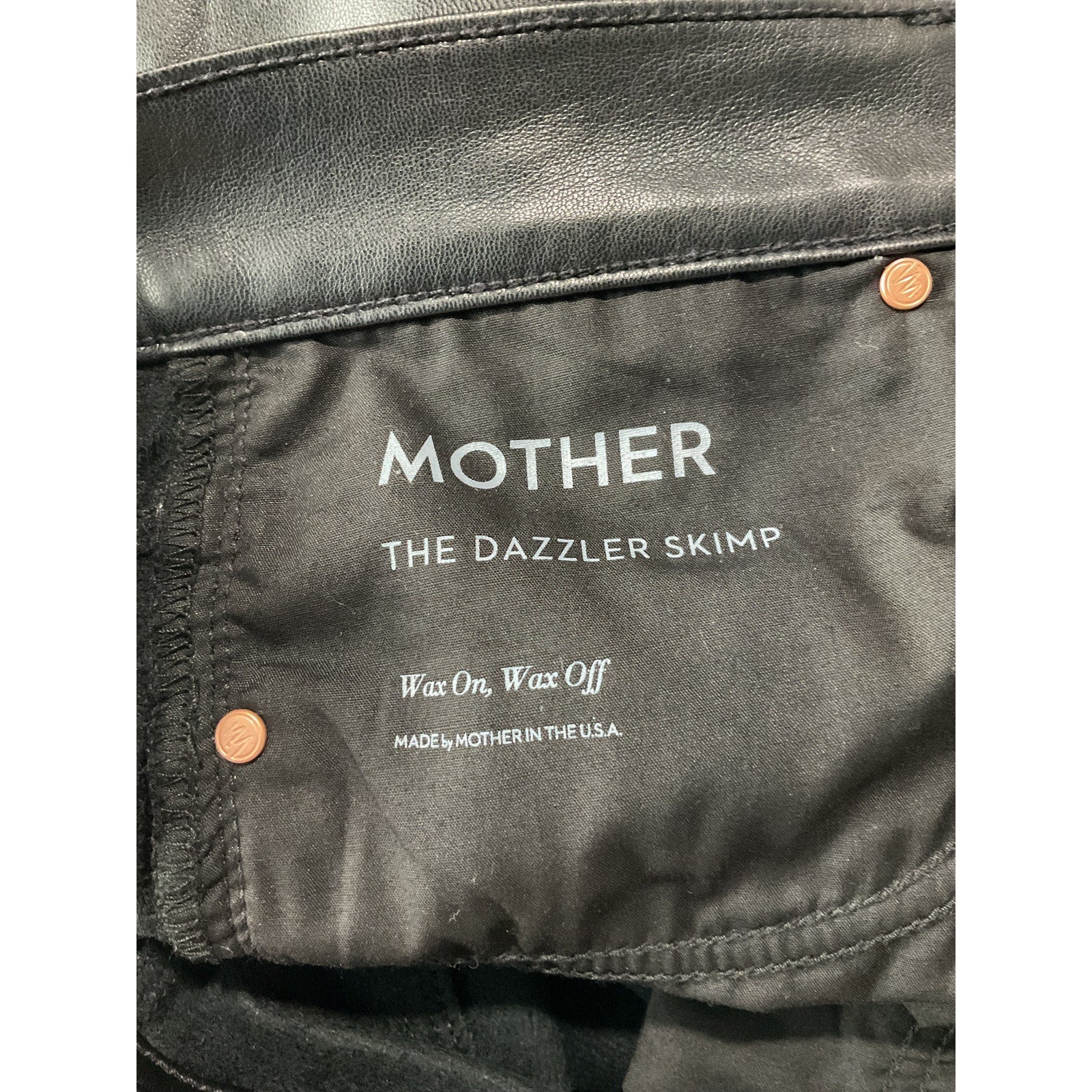 Mother 'The Dazzler' Black Polyurethane Skimp Pant Size 28