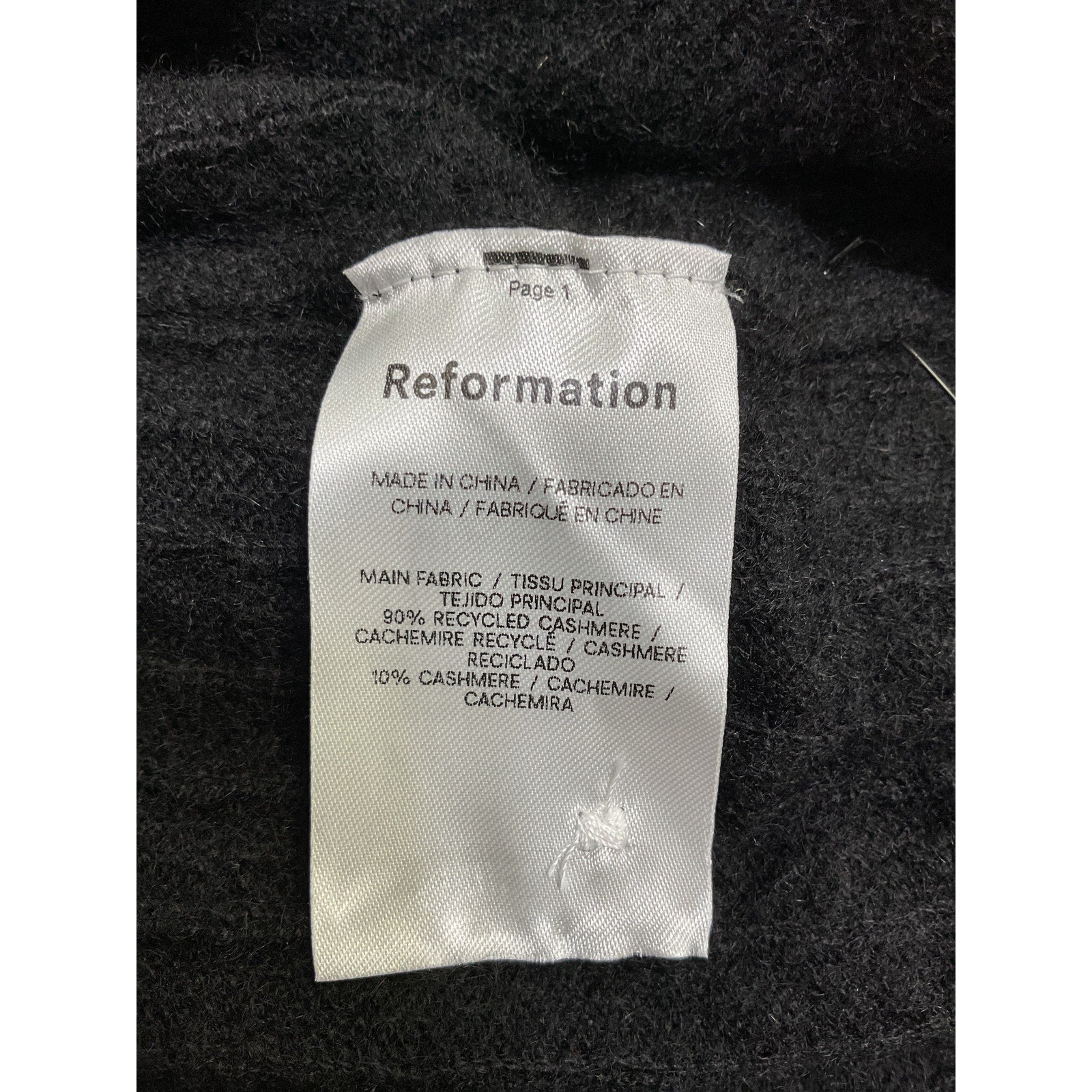 Reformation 'Giusta' Black Cashmere Cropped Cardigan Size XS - NWT