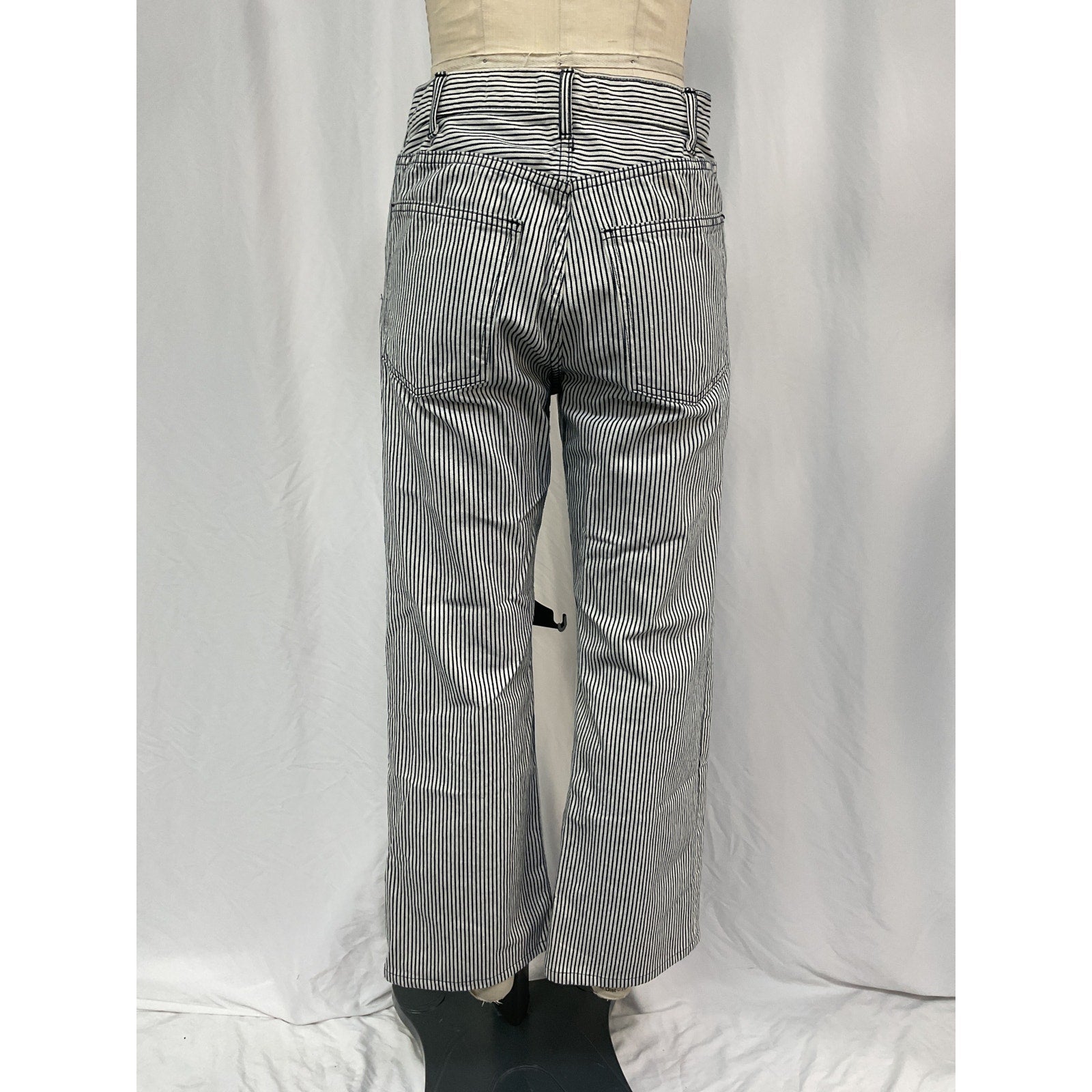 Nili Lotan 'Mitchell' Blue Cotton Rigid Low-Rise Wide-Leg Denim Jean Size 26