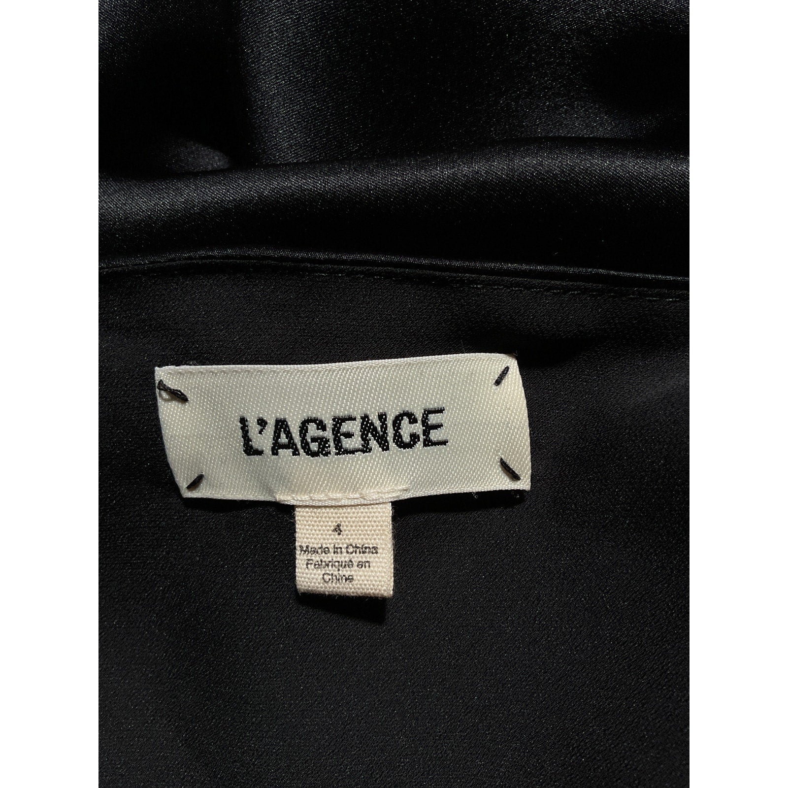 L'Agence 'Moana' Black Asymmetrical Silk V Neck Mini Dress Size 4