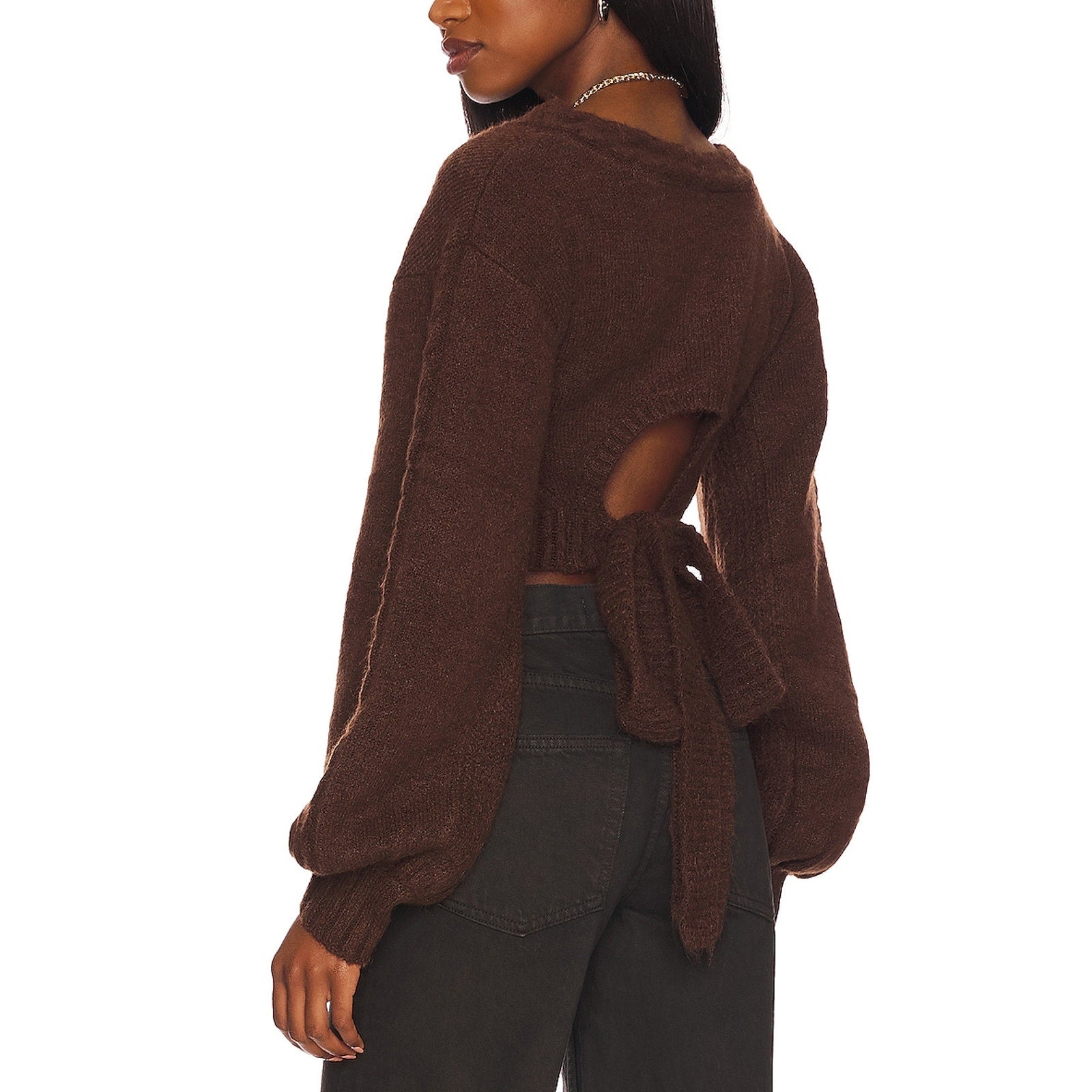 For Love & Lemons 'Amelia' Brown Crop Sweater Size XS