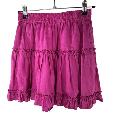 Hill House Home Ruffled Poppy Pink Paz Skirt Size S