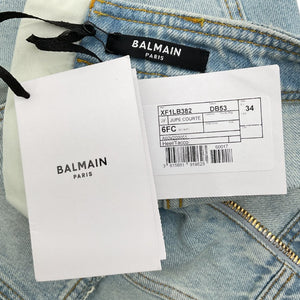 Balmain Asymmetric Bleu Clair Denim Mini Skirt Size FR 34 / US 2 NWT