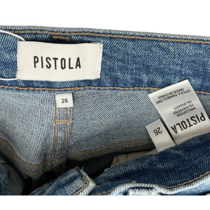 Pistola Distressed Blue Lennon High Rise Cropped Boot Denim Jeans Size 26