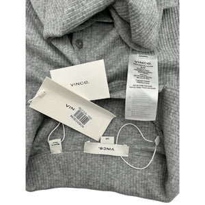 Vince Rib Long Sleeve Grey Cotton Collared Polo Size S / Petite