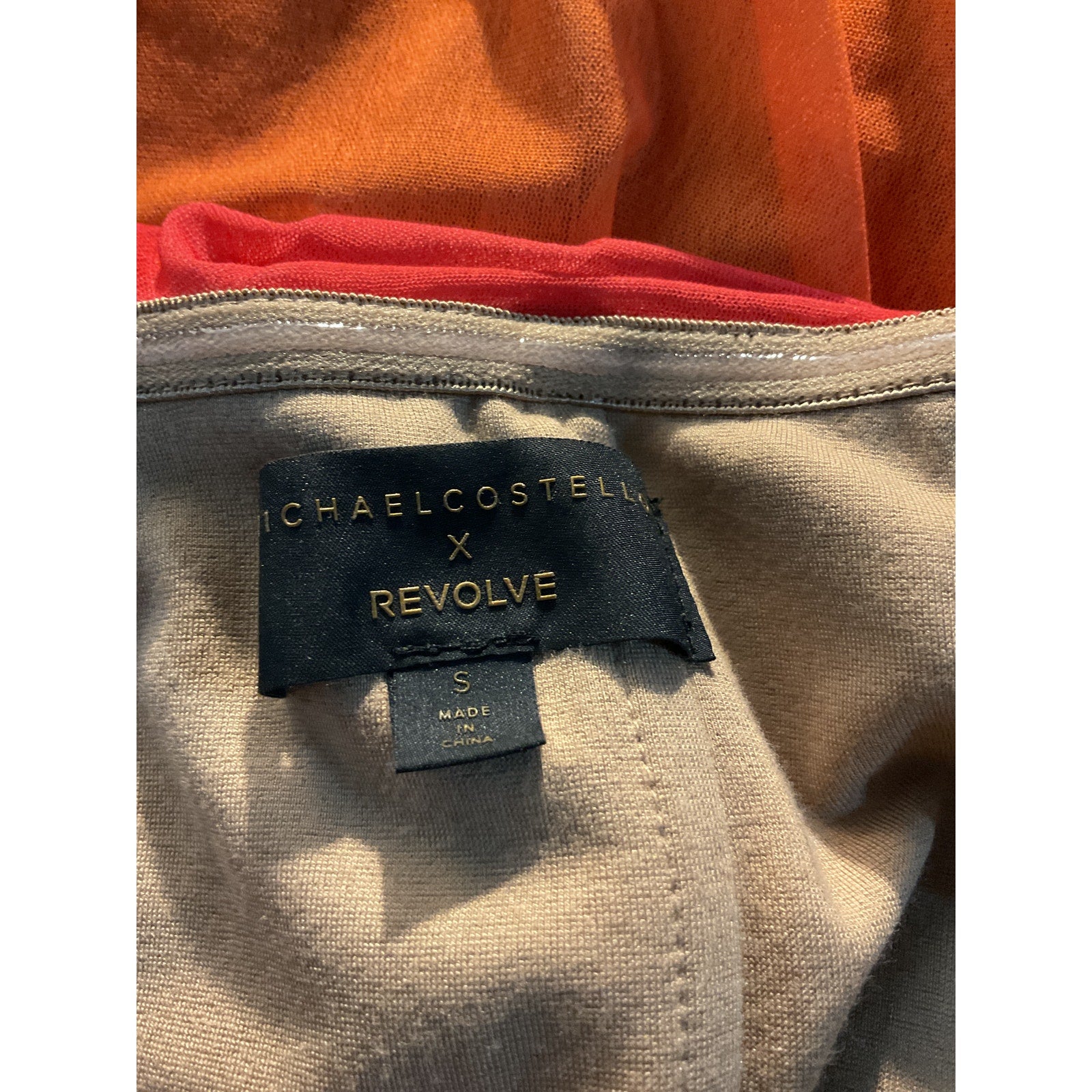 Michael Costello x Revolve 'Sunset' Orange Polyester Midi Dress Size S
