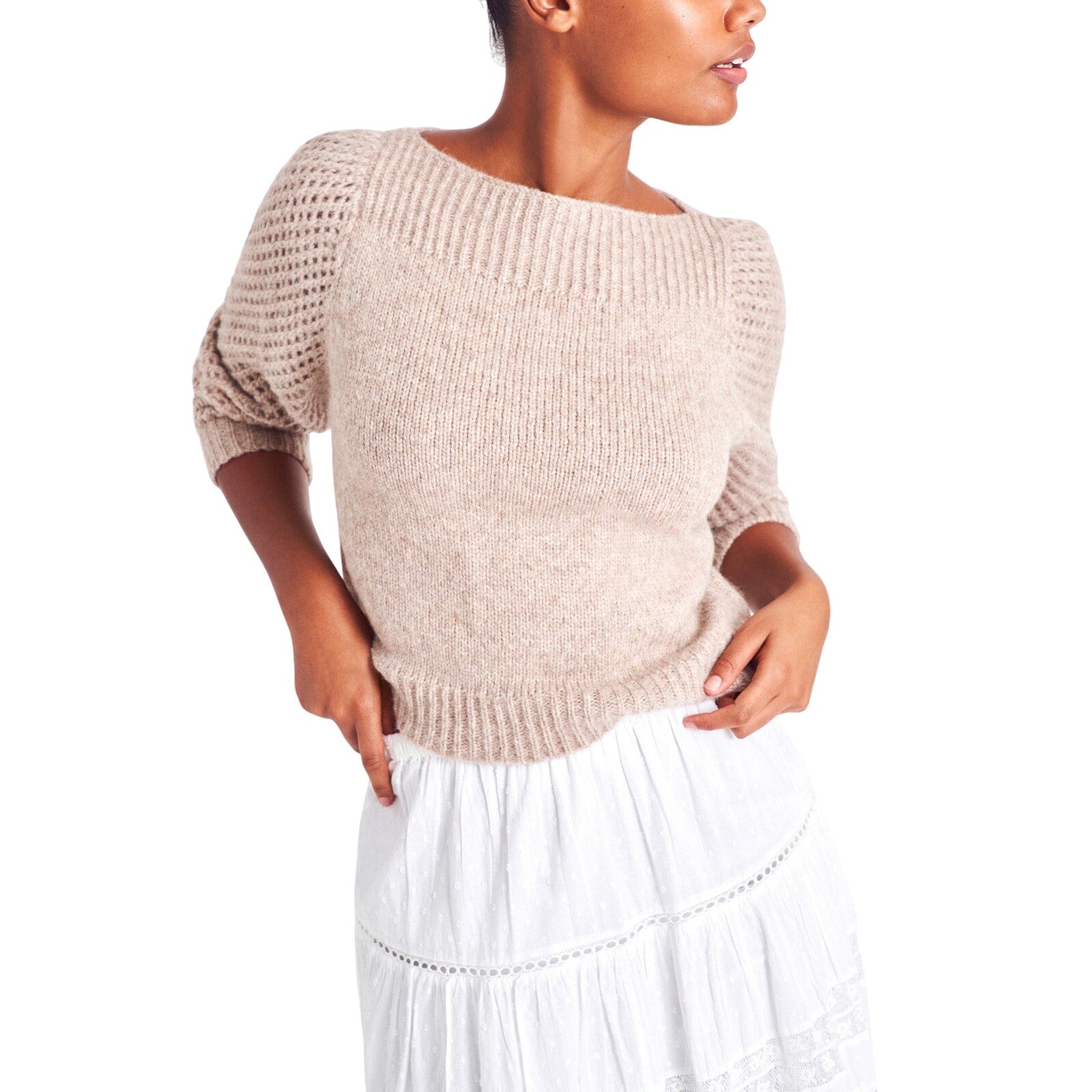 Loveshackfancy 'Rosie' Grey Alpaca Heritage Pullover Sweater Size M