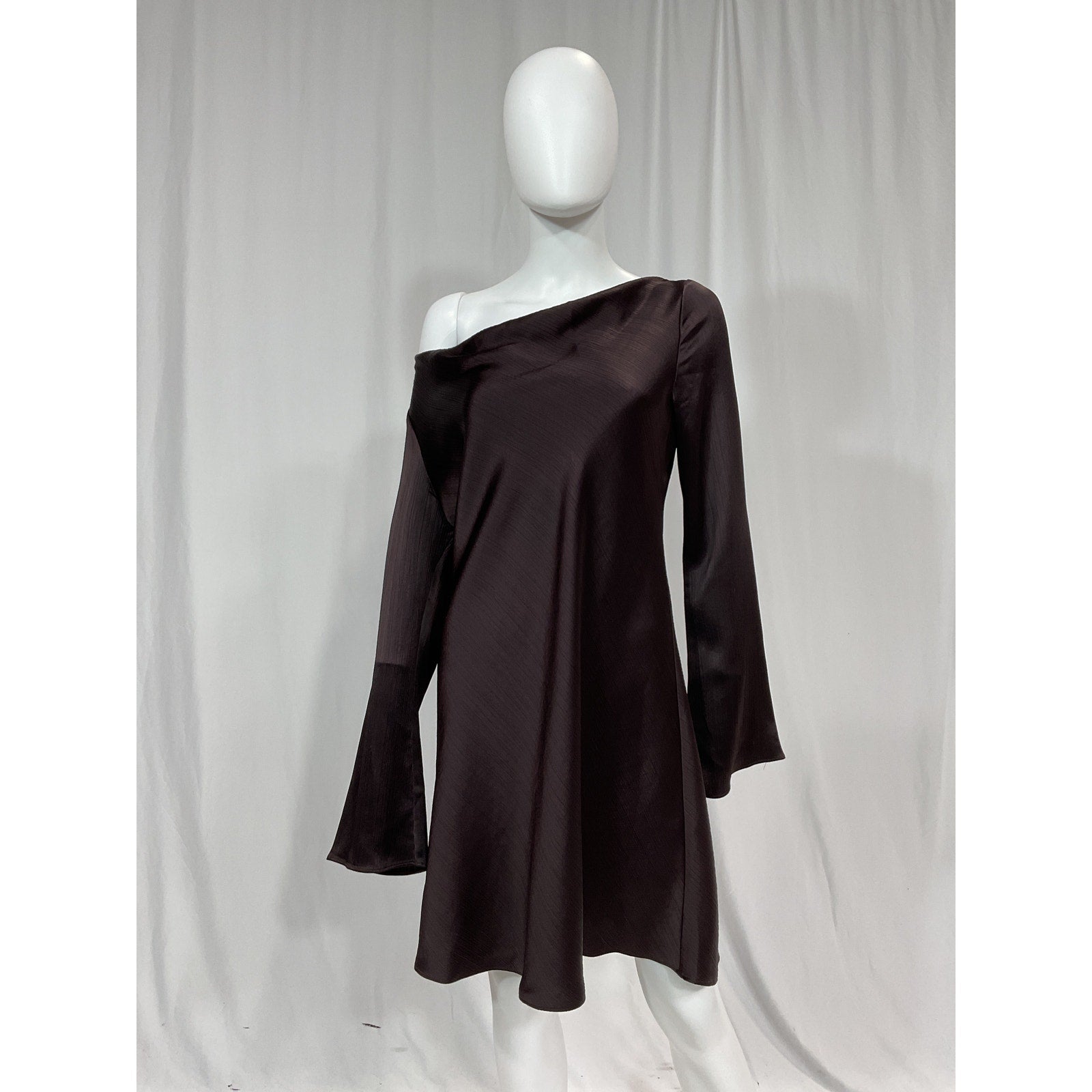 Reformation 'Pike' Black Satin Boat Neck Dress Size XL