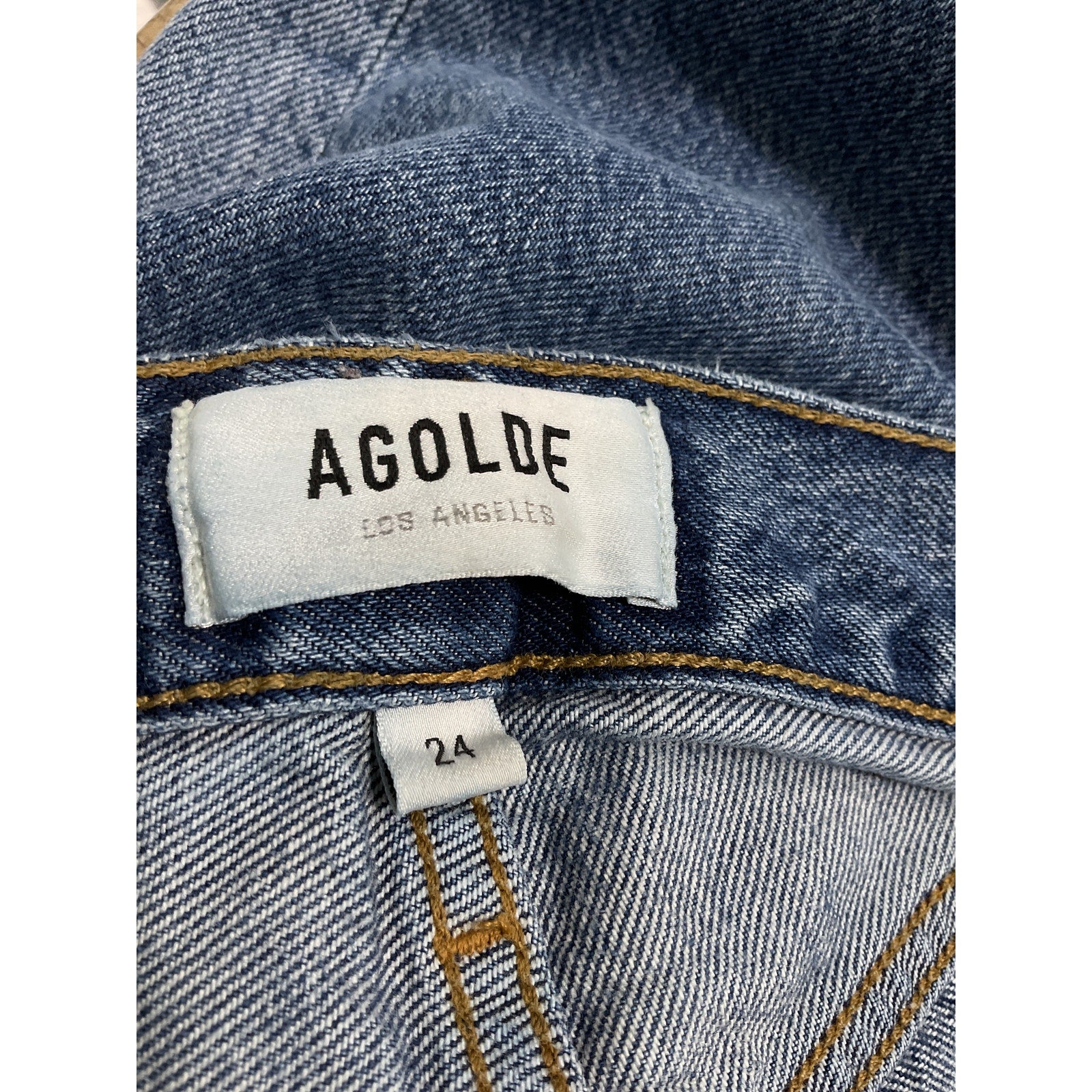Agolde 'Riley' Blue High Rise Straight Crop Denim Jean Size 26