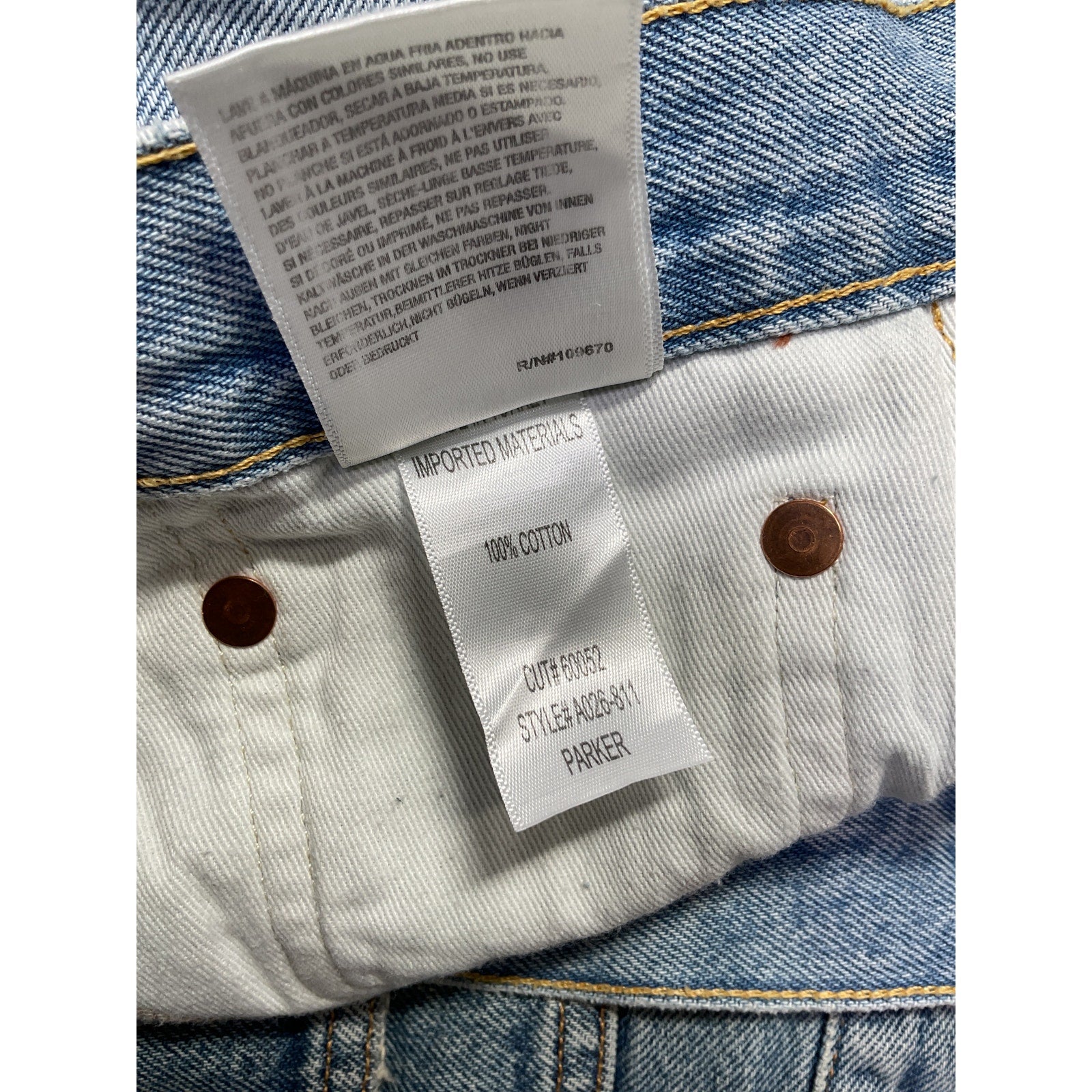 Agolde Parker 'Vintage' Blue Cotton Cut Off Short Size 26